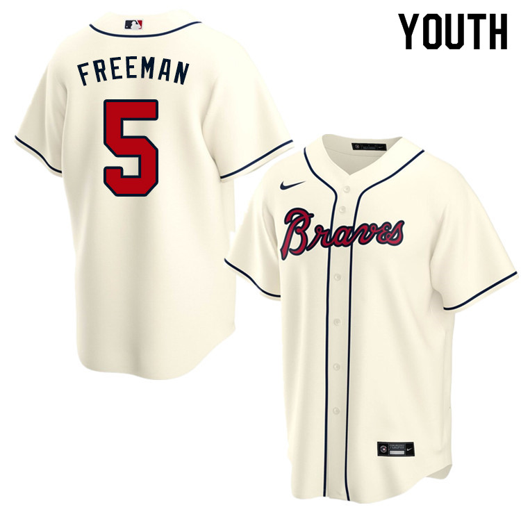 Nike Youth #5 Freddie Freeman Atlanta Braves Baseball Jerseys Sale-Cream
